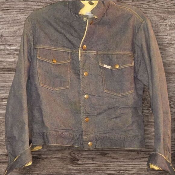 Denim Jean Jacket Blue Button-Up Mid-Length - Picture 2 of 3